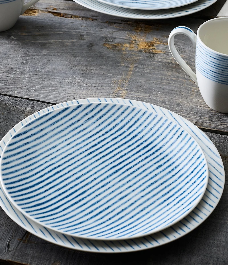 Noritake Hammock Collection Coupe Stripe Salad Plates, Set of 4