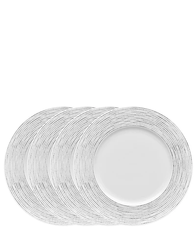 Noritake Hammock Collection Stripe Rimmed Dinner Plates, Set of 4