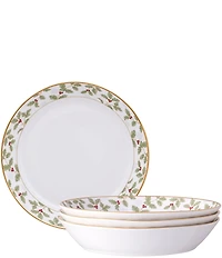Noritake Holly & Berry Gold Collection Coupe Dinner Bowls, Set of 4