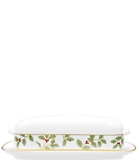 Noritake Holly & Berry Gold Collection Covered Butter Dish