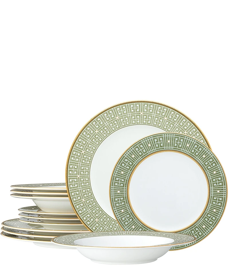 Noritake Infinity Green Gold Collection 12-Piece Set, Service For 4