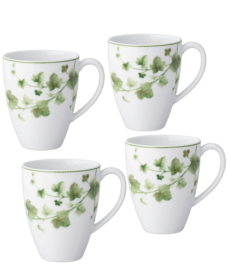 Noritake Ivy Whisper Collection Coffee Mugs, Set of 4