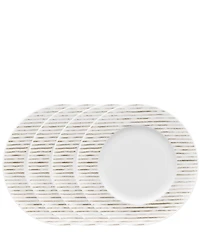 Noritake Khaki Hammock Collection Rimmed Stripe Salad Plates, Set of 4