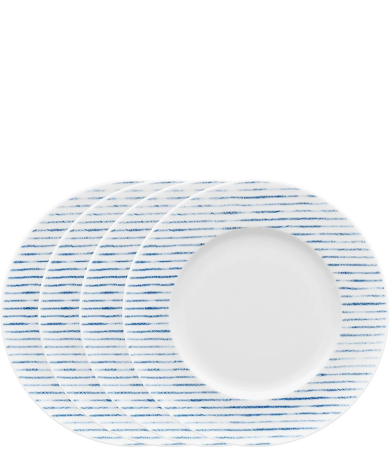 Noritake Khaki Hammock Collection Rimmed Stripe Salad Plates, Set of 4