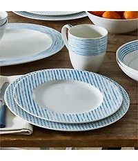 Noritake Khaki Hammock Collection Rimmed Stripe Salad Plates, Set of 4