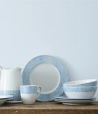 Noritake Khaki Hammock Collection Rimmed Stripe Salad Plates, Set of 4