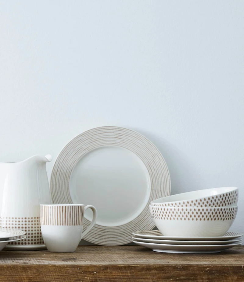 Noritake Khaki Hammock Collection Rimmed Stripe Salad Plates, Set of 4