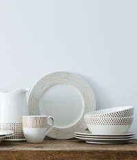 Noritake Khaki Hammock Collection Rimmed Stripe Salad Plates, Set of 4