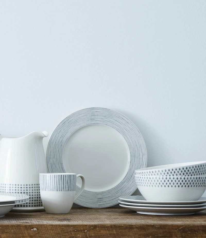 Noritake Khaki Hammock Collection Rimmed Stripe Salad Plates, Set of 4