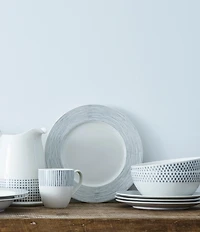 Noritake Khaki Hammock Collection Rimmed Stripe Salad Plates, Set of 4