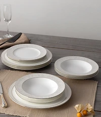 Noritake Montvale Collection Scroll Banded Dinnerware Set, Service For 4