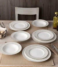 Noritake Montvale Collection Scroll Banded Dinnerware Set, Service For 4