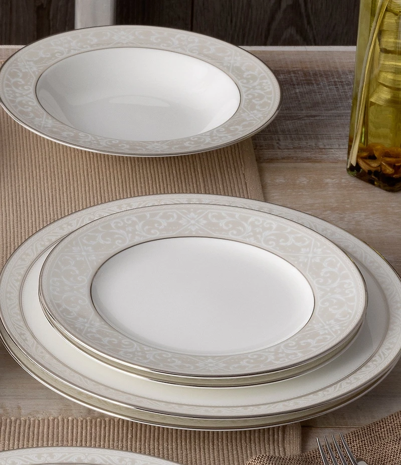Noritake Montvale Collection Scroll Banded Dinnerware Set, Service For 4