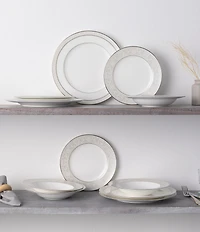 Noritake Montvale Collection Scroll Banded Dinnerware Set, Service For 4