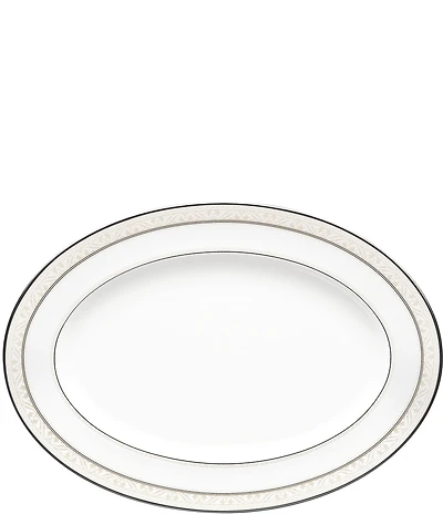 Noritake Montvale Scroll Platinum Bone China Oval Platter