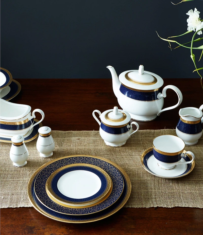 Noritake Odessa Cobalt Collection Gold Banded Place Setting