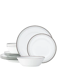Noritake Silver Colonnade Collection 12-Piece Set, Service For 4