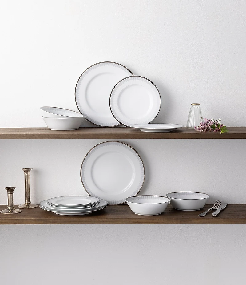 Noritake Silver Colonnade Collection 12-Piece Set, Service For 4