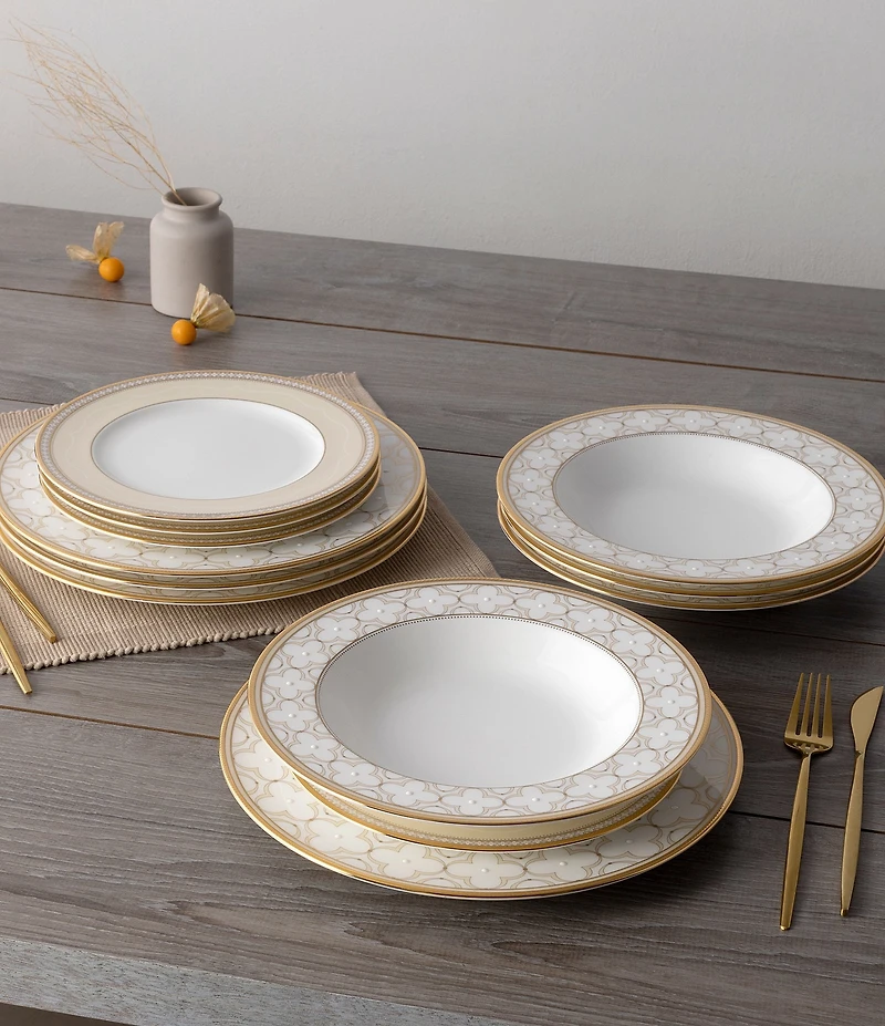 Noritake Trefolio Gold Collection 12-Piece Set, Service For 4