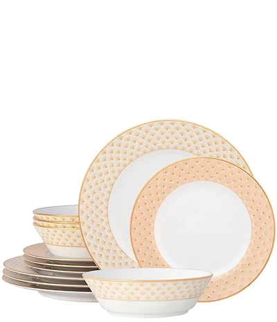 Noritake Trocadero Gold Collection 12-Piece Dinnerware Set, Service For 4