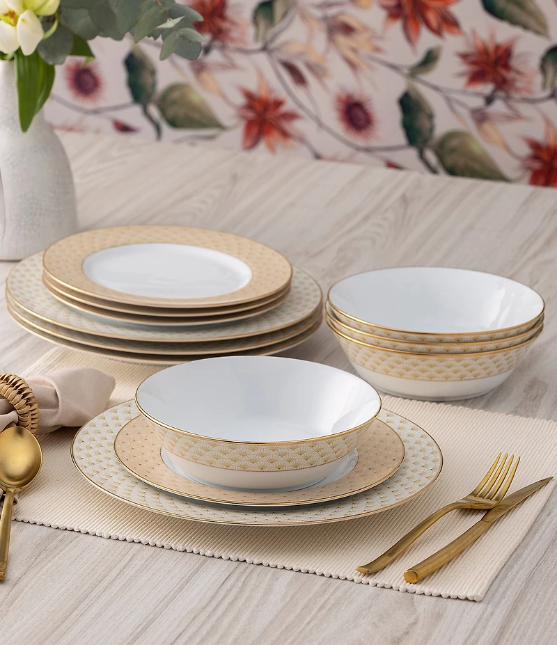 Noritake Trocadero Gold Collection 12-Piece Dinnerware Set, Service For 4