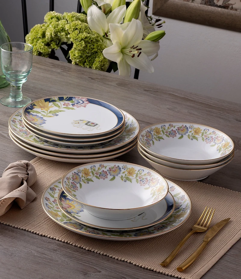 Noritake Tusker Garden Collection 12-Piece Dinnerware Set, Service For 4