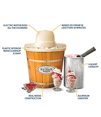 Nostalgia Electrics 4-Quart Light Wood Ice Cream Maker