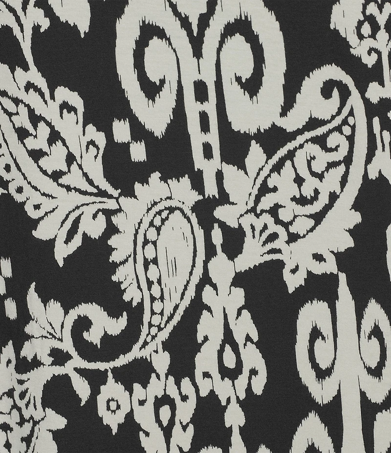 Nottibianche Ikat Paisley Print Short Sleeve V-Neck Knit Caftan