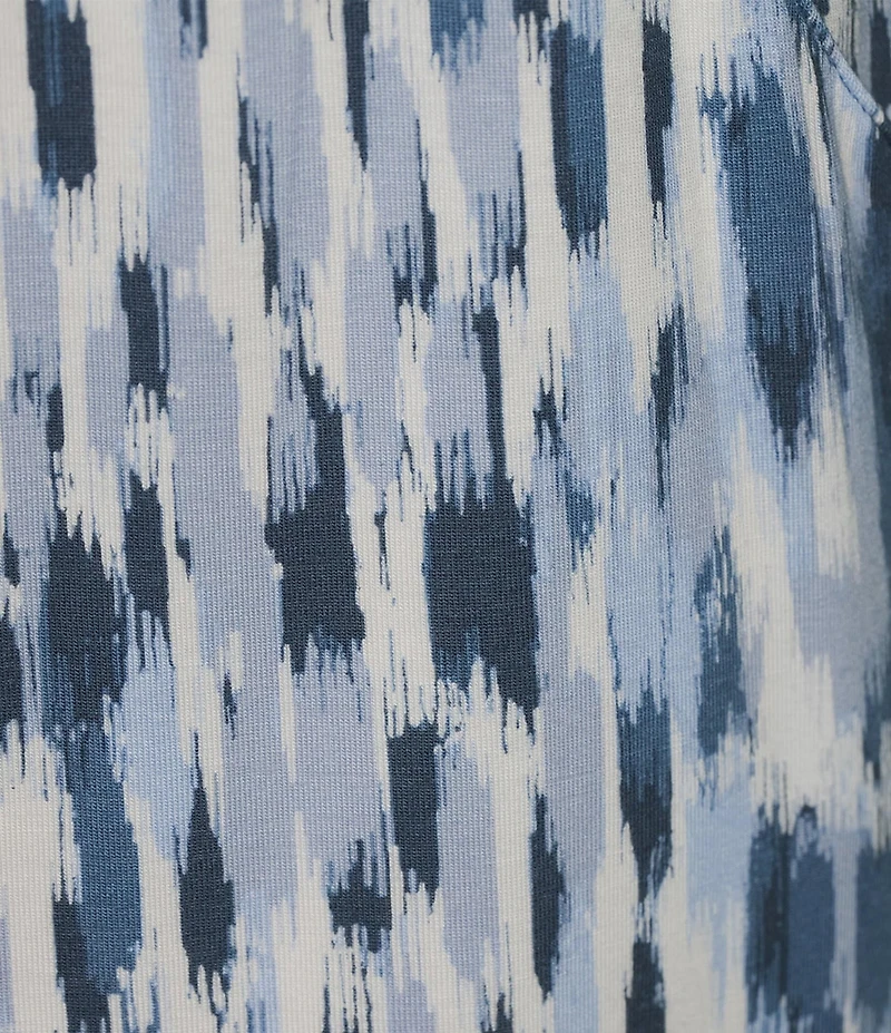 Nottibianche Ikat Print Coordinating Knit Cropped Drawstring Sleep Pants