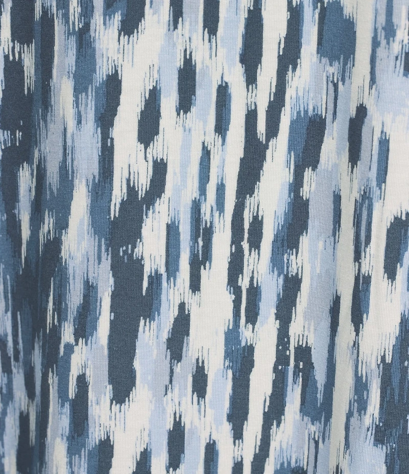 Nottibianche Ikat Print Short Sleeve V-Neck Knit Nightgown