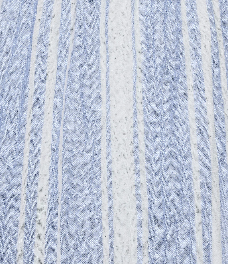 Nottibianche Plus Size Striped Gauze Drawstring Tie Coordinating Cropped Sleep Pants