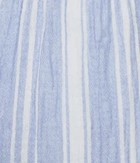 Nottibianche Plus Size Striped Gauze Drawstring Tie Coordinating Cropped Sleep Pants