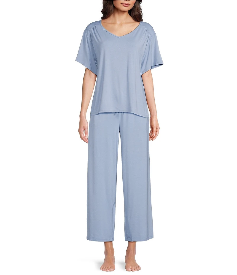 Nottibianche Solid Bamboo Jersey Knit Coordinating Cropped Sleep Pants