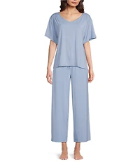 Nottibianche Solid Bamboo Jersey Knit Coordinating Cropped Sleep Pants