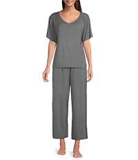 Nottibianche Solid Bamboo Jersey Knit Coordinating Cropped Sleep Pants