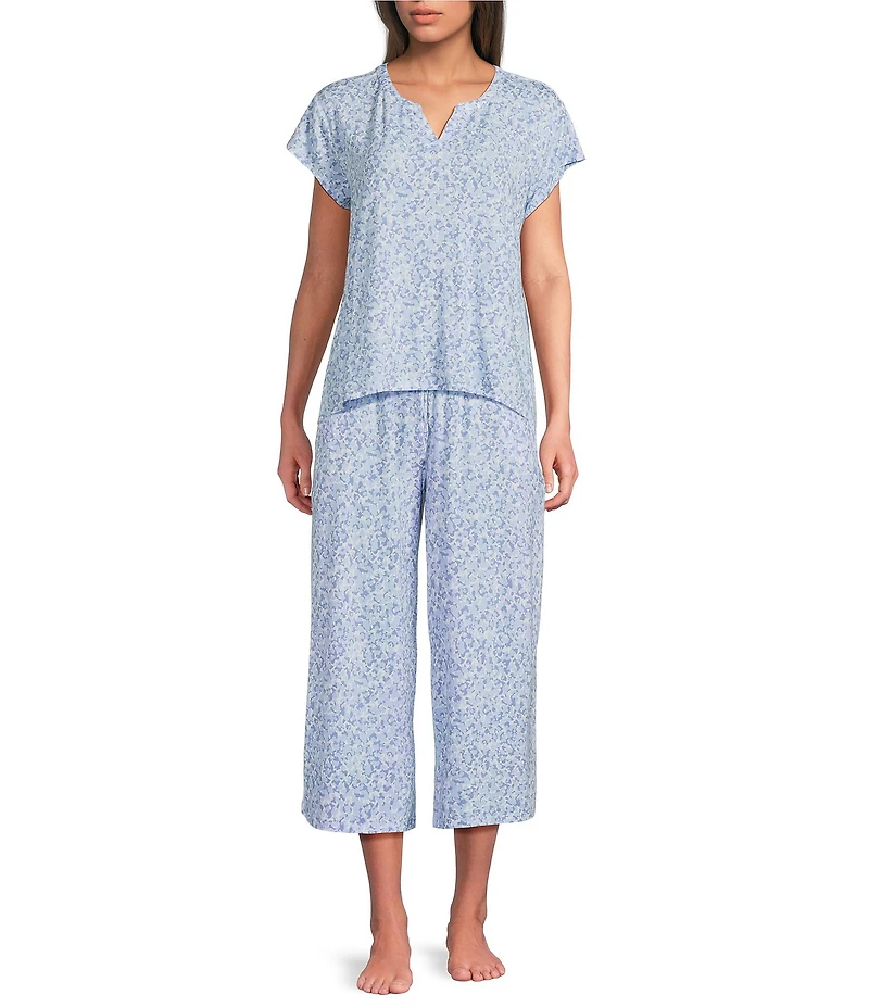 Nottibianche Spring Drop Print Drawstring Tie Knit Coordinating Sleep Pants