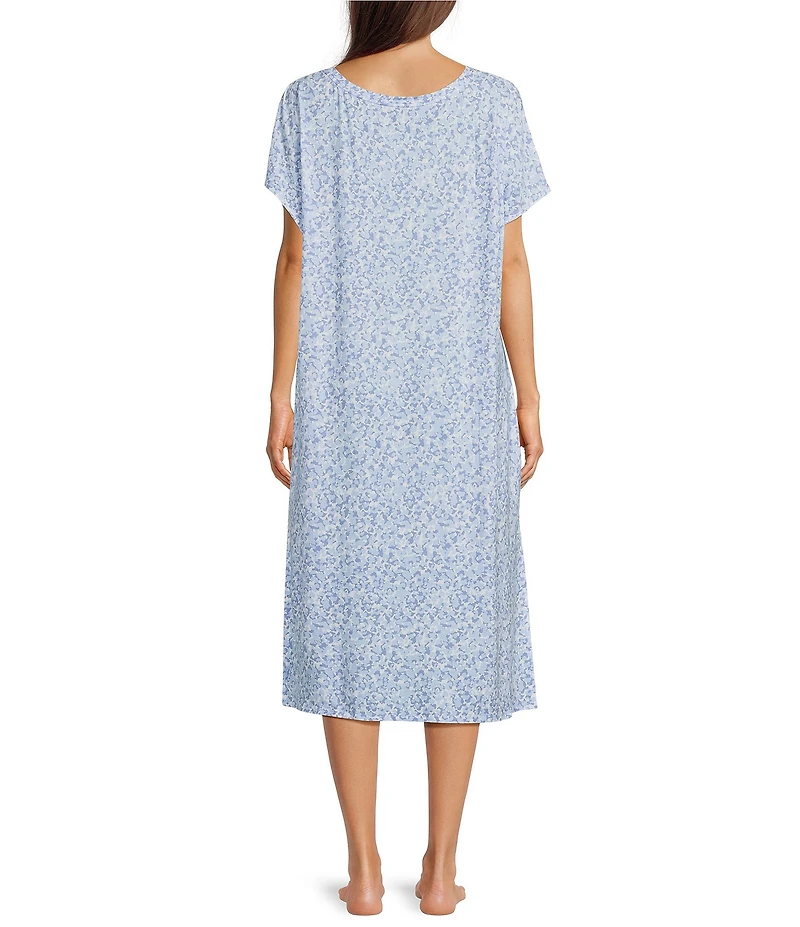 Nottibianche Spring Drop Print Short Sleeve V-Neck Pocketed Knit Caftan