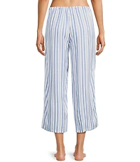 Nottibianche Striped Drawstring Tie Coordinating Woven Cropped Sleep Pants