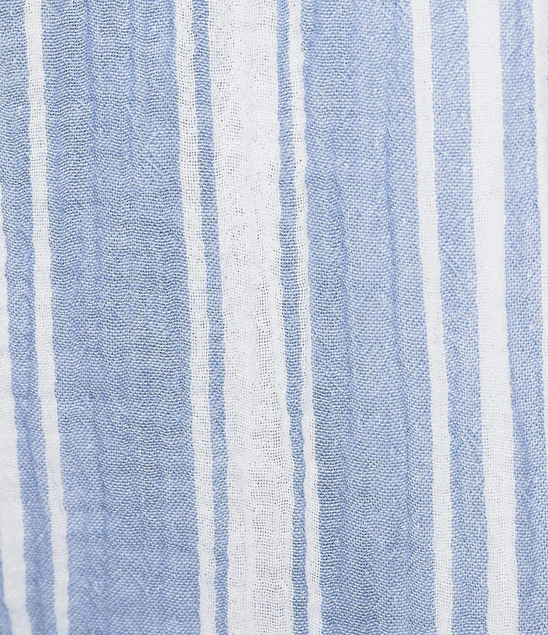 Nottibianche Striped Gauze Drawstring Tie Coordinating Cropped Sleep Pants