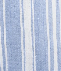 Nottibianche Striped Gauze Drawstring Tie Coordinating Cropped Sleep Pants