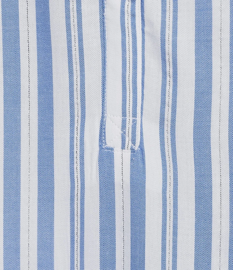 Nottibianche Striped Split Round Neck Short Sleeve Woven Caftan