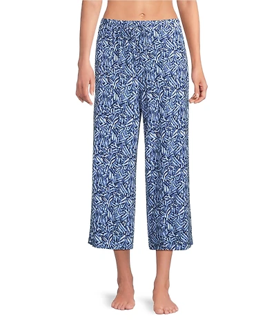 Nottibianche Texture Line Print Drawstring Tie Knit Coordinating Sleep Pants