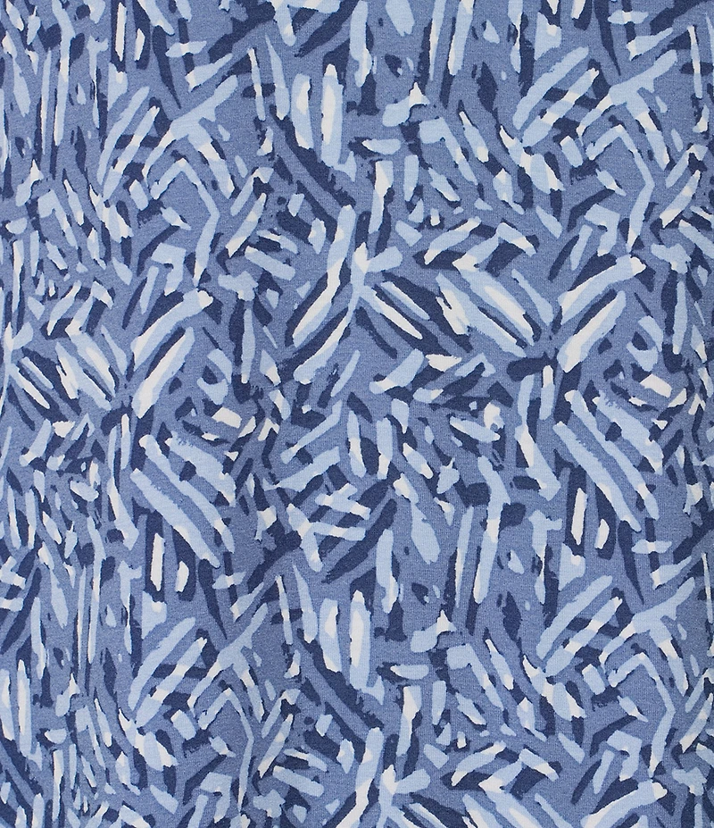 Nottibianche Texture Line Print Short Sleeve V-Neck Pocketed Knit Caftan