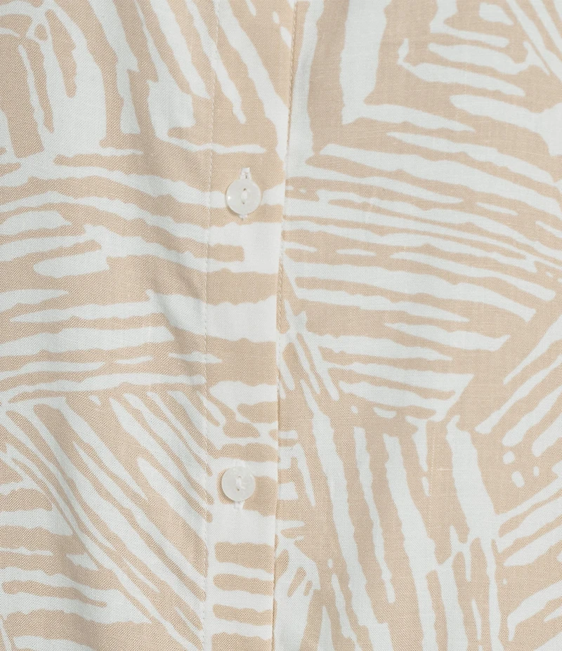 Nottibianche Woven Geo Animal Short Sleeve Notch Collar Button Front Caftan