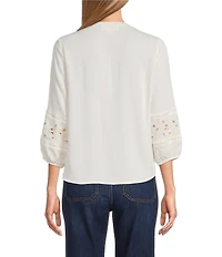 Nurture 3/4 Sleeve Embroidered Top