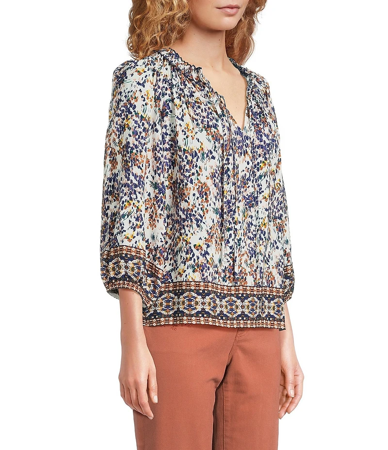 Nurture 3/4 Sleeve V-Neck Peasant Top