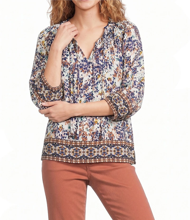Nurture 3/4 Sleeve V-Neck Peasant Top