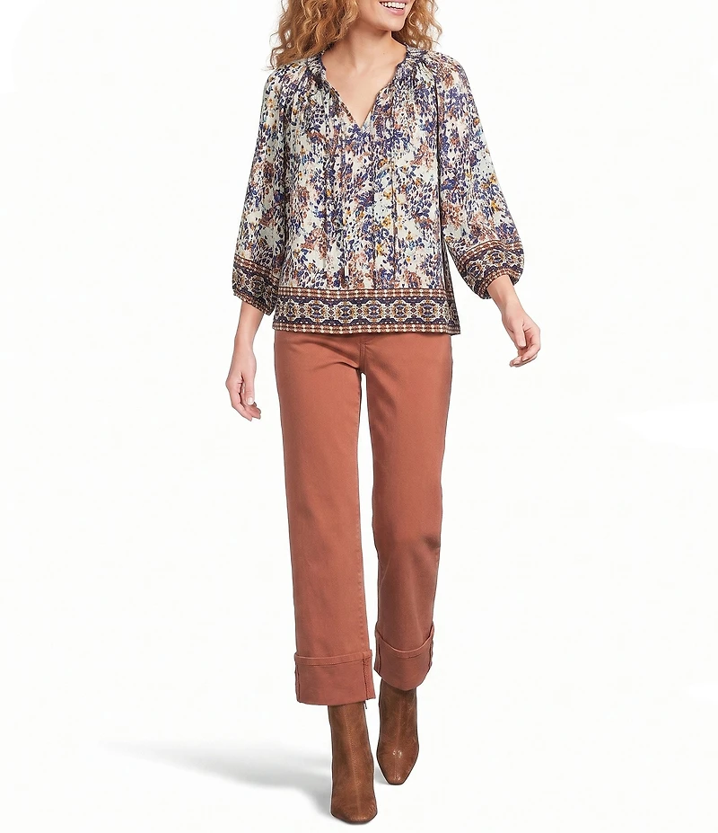 Nurture 3/4 Sleeve V-Neck Peasant Top