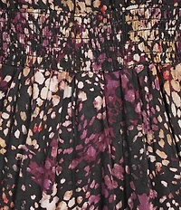 Nurture Abstract Dot Button Detail Long Sleeve V-Neck Midi Dress