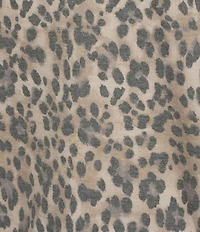 Nurture Animal Print Raw Edge Relaxed Long Sleeve Crew Neck Knit Top